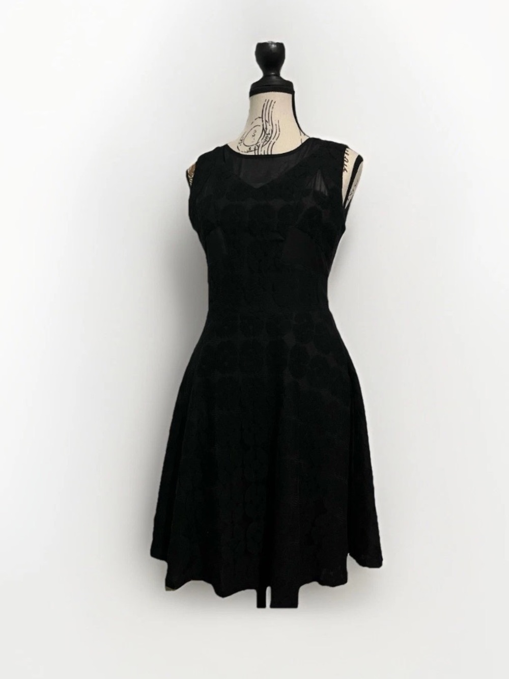 MM Couture by Miss Me Black Sleeveless Dress Mesh Goth Fit Flare Cocktail Small